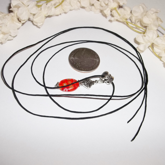 Orange Glass Flower Necklace Adjustable NWT 4852 - Picture 4 of 9